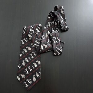 Vintage Disney Winnie The Pooh Necktie Carachters List Black Korea Made Equisite